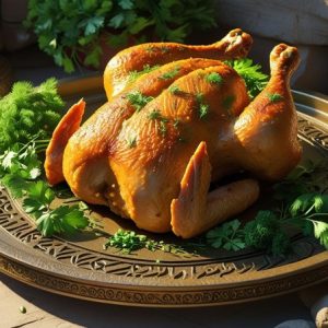 سبزی خشک مرغ شکم پر