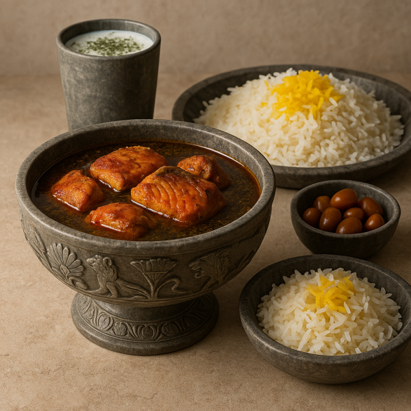 قلیه ماهی با سبزی خشک