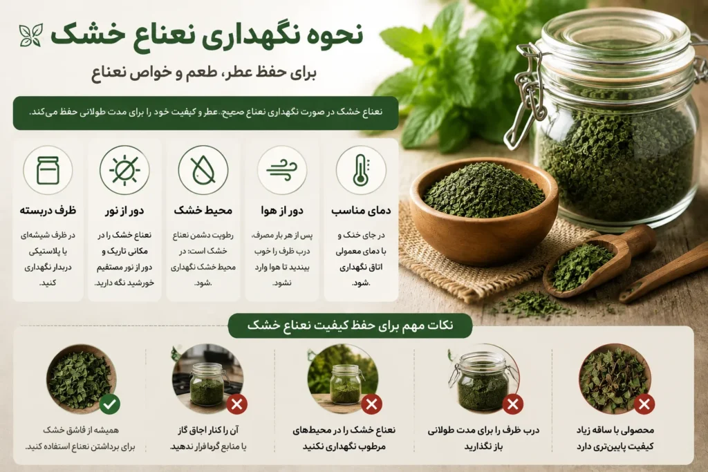 نحوه نگهداری نعنا خشک