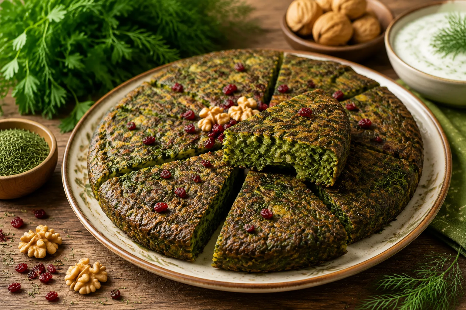 کوکو سبزی با شوید خشک